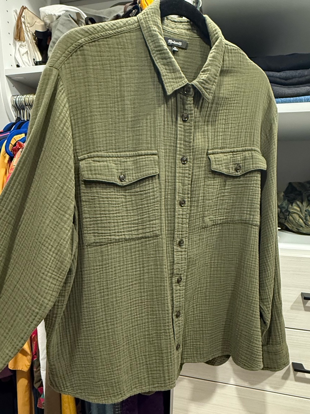 Madewell Olive Green Gauzy Button-Up